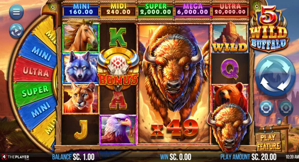 5 Wild Buffalo slot game by 4ThePlayer