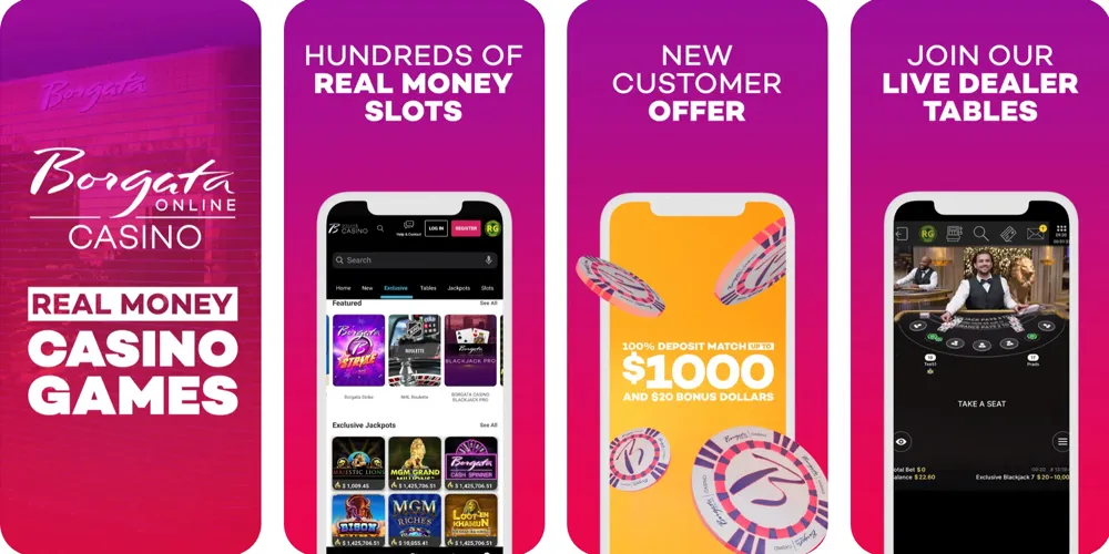 Borgata NJ Casino App overview, featuring games and new customer bonus information