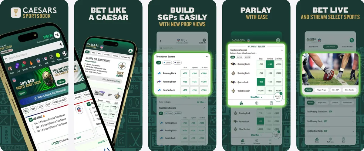 Caesars Sportsbook Mobile App preview on iOS App Store