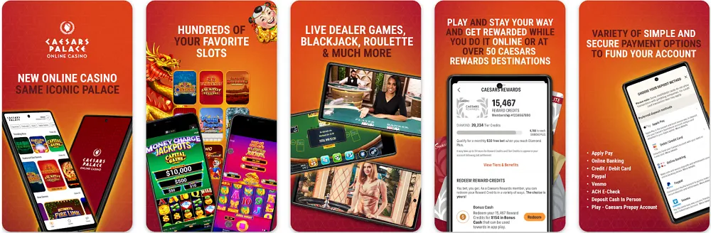 Caesars Palace mobile app preview for iOS devices