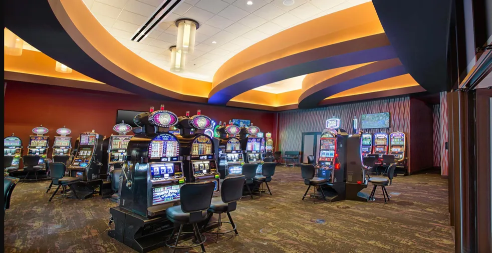 Slot machines on the casino floor at Dakota Magic Casino &amp; Hotel in North Dakota