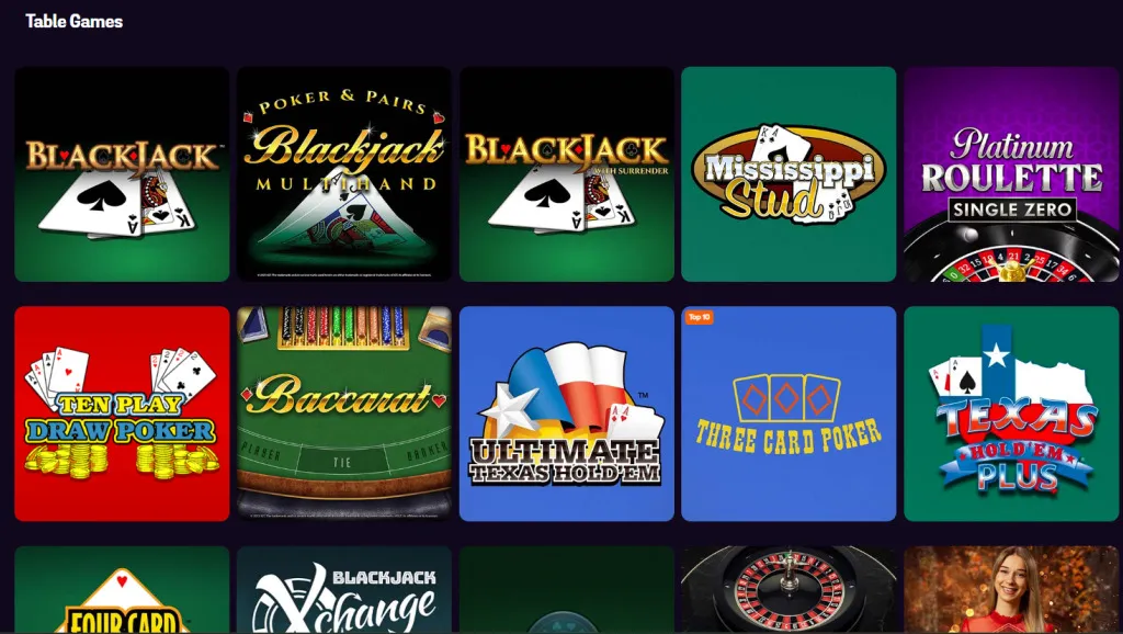 Jackpot City Table Games