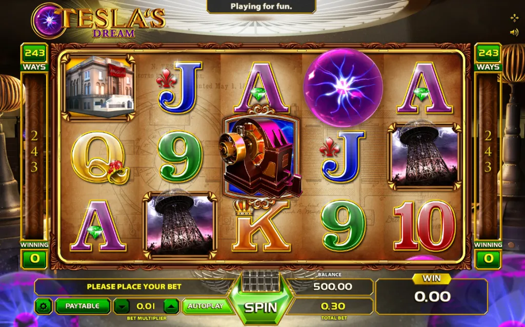 Tesla’s Dream slot game being played at Moonspin Casino