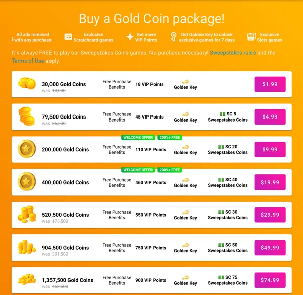 Pulsz Gold Coin Packages