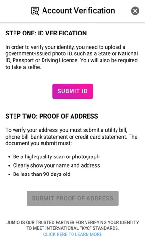 Pulsz Account Verification