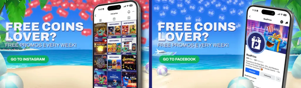 RealPrize social media giveaways on Instagram and Facebook for free coins