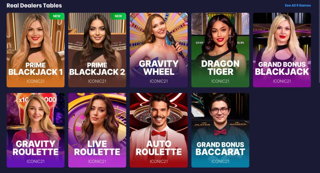 Live dealer games at Spree Casino