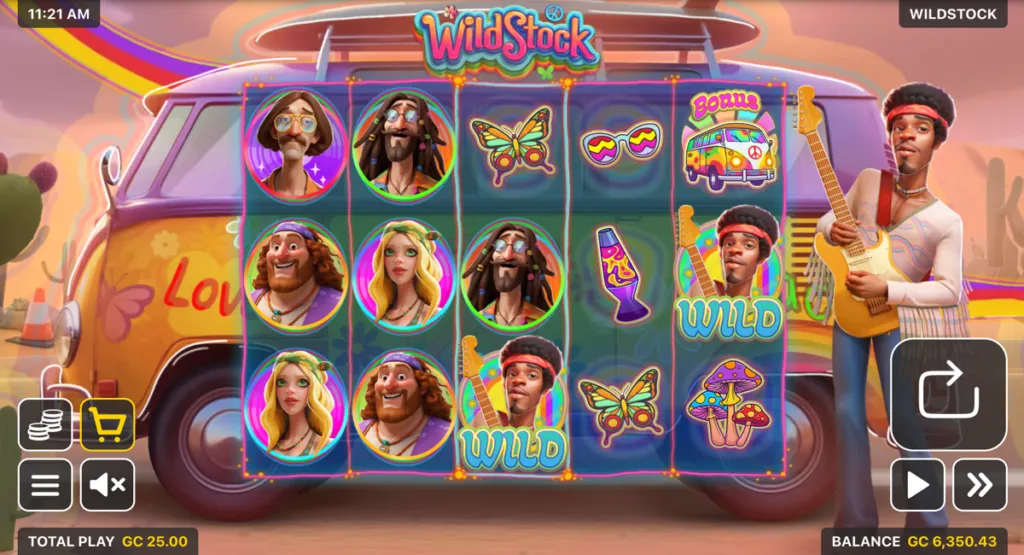 User playing the WildStock online slot game at a Virginia casino with colorful reels and animated features