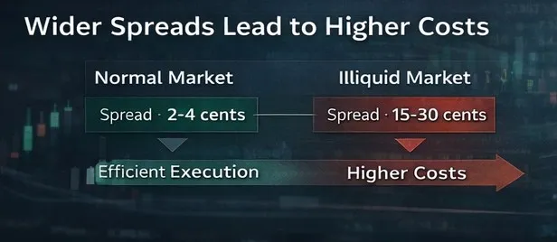 Kalshi wider spreads can increase trading costs when liquidity is thin